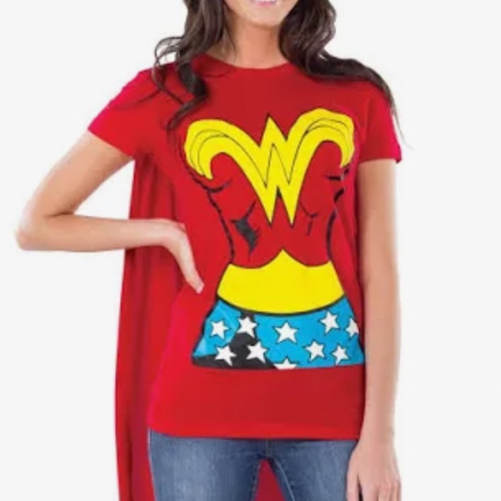 Wonder Woman Red Top w Cape L Halloween Costume